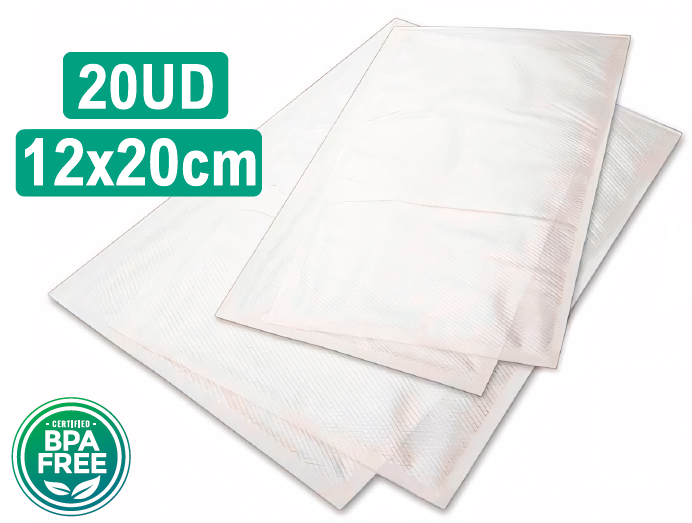 SealPack™ – Bolsas Gofradas para Envasado al Vacío (20 uds, 12x20 cm)