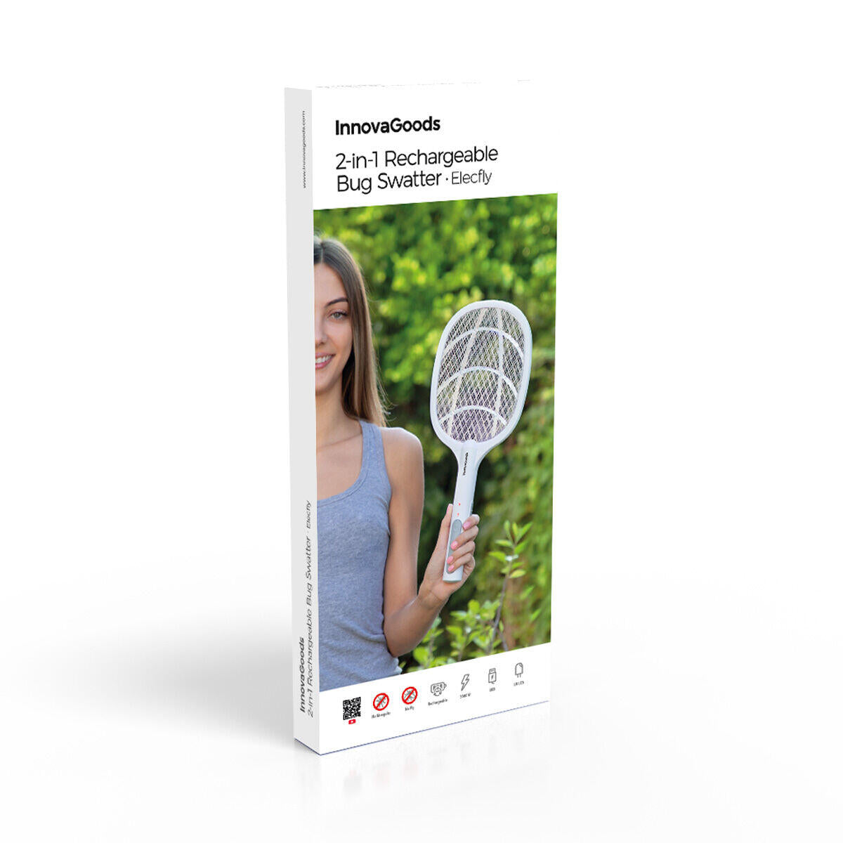 ZapGlow™ – Raqueta Eléctrica Antimosquitos 2 en 1 con Luz UV Recargable
