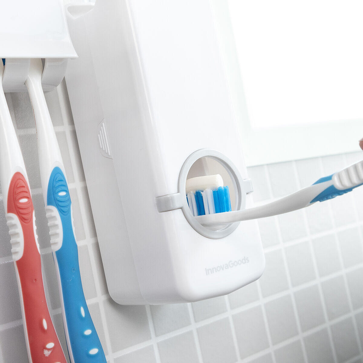 DentOrganizer™ – Dispensador Automático de Pasta con Porta Cepillos para Baño