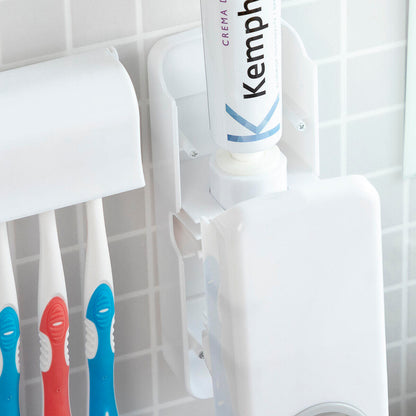 DentOrganizer™ – Dispensador Automático de Pasta con Porta Cepillos para Baño
