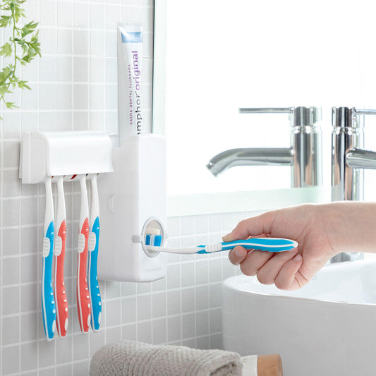 DentOrganizer™ – Dispensador Automático de Pasta con Porta Cepillos para Baño