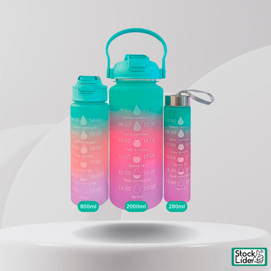 HydroPack™ – Juego de 3 Botellas Deportivas Multifunción