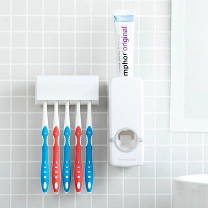 DentOrganizer™ – Dispensador Automático de Pasta con Porta Cepillos para Baño