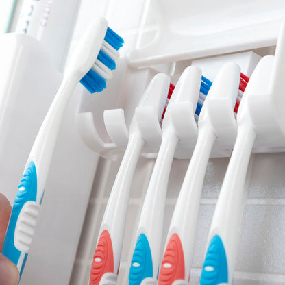DentOrganizer™ – Dispensador Automático de Pasta con Porta Cepillos para Baño