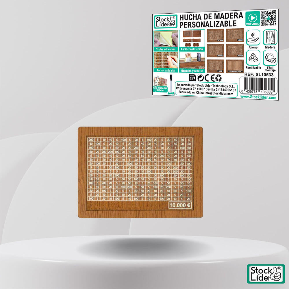 GoalSaver™ – Hucha de Madera Personalizable para Metas de Ahorro