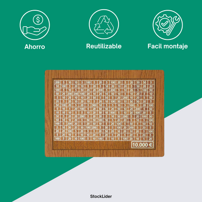 GoalSaver™ – Hucha de Madera Personalizable para Metas de Ahorro