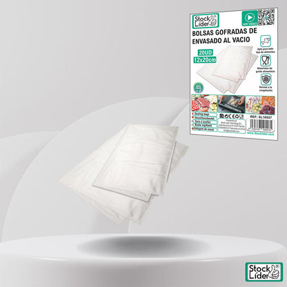 SealPack™ – Bolsas Gofradas para Envasado al Vacío (20 uds, 12x20 cm)